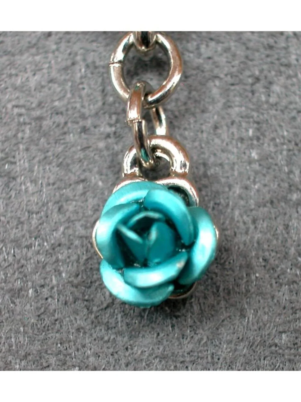 Aqua-Blue Rose & Crystal Leaf Floral Necklace